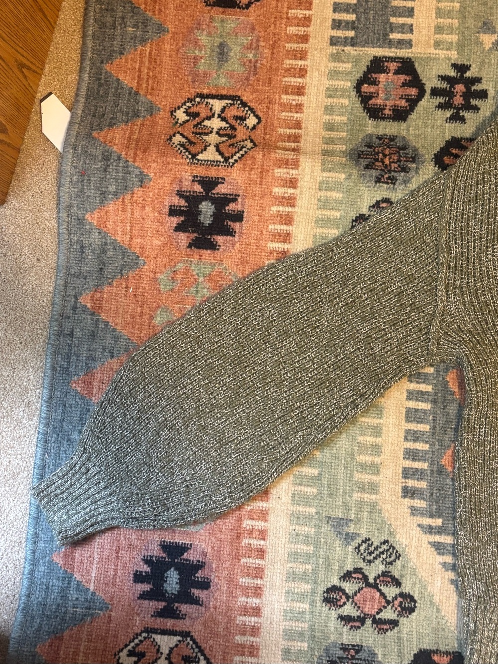 Aerie Size: M Men’s Cozy Heathered Knit Pullover Sweater - Green/Grey - Picture 3 of 4